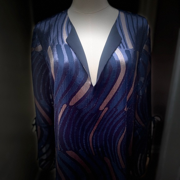 Lafayette 148 New York blue multi color blouse - Picture 5 of 8